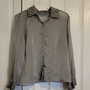 Byer California Sheer Gray Blouse Med